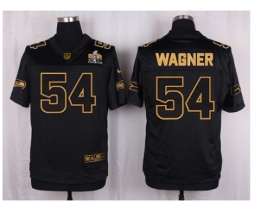 Nike Seattle Seahawks #54 Bobby Wagner Black Pro Line Gold Collection Jersey[Elite]