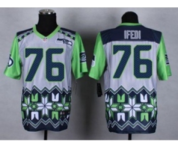 Nike Seattle Seahawks #76 Germain Ifedi Grey Men's Stitched NFL Elite Noble Fashion Jersey