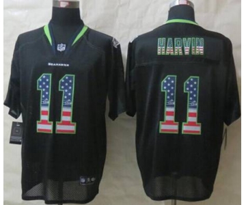 nike nfl jerseys seattle seahawks #11 harvin black[Elite USA flag fashion]