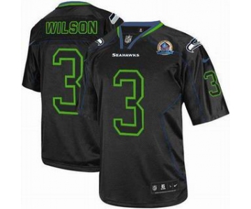 nike nfl jerseys seattle seahawks #3 wilson black[Elite lights out 50th Patch]