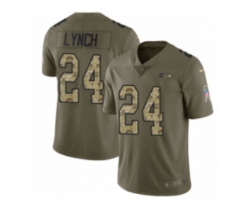 Men Nike Seattle Seahawks #24 Marshawn Lynch Limited Olive Camo 2017 Salute to Service NFL Jersey