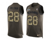 Men Nike Seattle Seahawks #28 Justin Coleman Limited Green Salute to Service Tank Top NFL Jersey Men Nike Seattle Seahawks #28 Justin Coleman Limited Green Salute to Service Tank Top NFL Jersey
