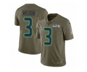 Men Nike Seattle Seahawks #3 Russell Wilson Limited Olive 2017 Salute to Service NFL Jersey