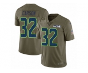 Men Nike Seattle Seahawks #32 Chris Carson Limited Olive 2017 Salute to Service NFL Jersey