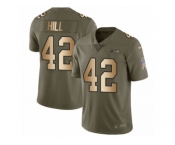 Men Nike Seattle Seahawks #42 Delano Hill Limited Olive Gold 2017 Salute to Service NFL Jersey