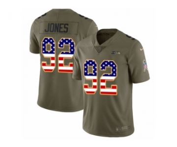 Men Nike Seattle Seahawks #92 Nazair Jones Limited Olive USA Flag 2017 Salute to Service NFL Jersey