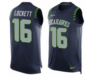 Men's Nike Seattle Seahawks #16 Tyler Lockett Limited Steel Blue Player Name & Number Tank Top NFL Jersey