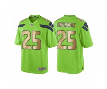 Men's Nike Seattle Seahawks #25 Richard Sherman Green Gold Limited Special Color Rush Jersey