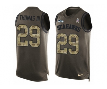 Men's Nike Seattle Seahawks #29 Earl Thomas III Limited Green Salute to Service Tank Top NFL Jersey
