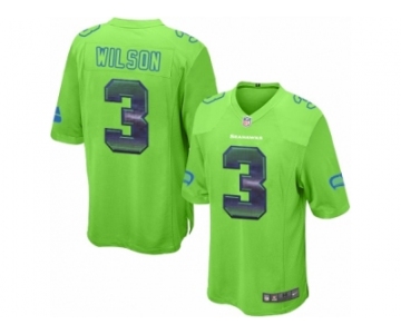 Men's Nike Seattle Seahawks #3 Russell Wilson Limited Green Strobe NFL Jersey