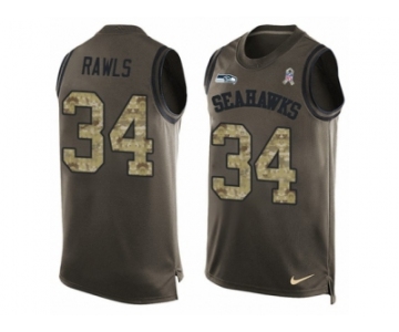 Men's Nike Seattle Seahawks #34 Thomas Rawls Limited Green Salute to Service Tank Top NFL Jersey