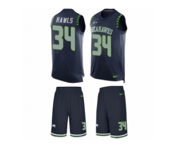 Men's Nike Seattle Seahawks #34 Thomas Rawls Limited Steel Blue Tank Top Suit NFL Jersey