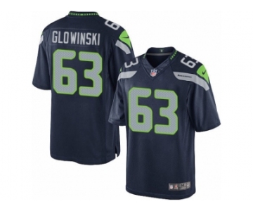 Men's Nike Seattle Seahawks #63 Mark Glowinski Limited Steel Blue Team Color NFL Jersey