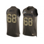 Men's Nike Seattle Seahawks #68 Justin Britt Limited Green Salute to Service Tank Top NFL Jersey
