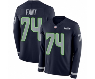 Men's Nike Seattle Seahawks #74 George Fant Limited Navy Blue Therma Long Sleeve NFL Jersey
