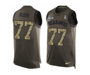 Men's Nike Seattle Seahawks #77 Ahtyba Rubin Limited Green Salute to Service Tank Top NFL Jersey