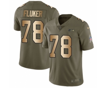 Men's Nike Seattle Seahawks #78 D.J. Fluker Limited Olive Gold 2017 Salute to Service NFL Jersey