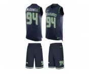 Men's Nike Seattle Seahawks #94 Malik McDowell Limited Steel Blue Tank Top Suit NFL Jersey