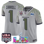Men's Seattle Seahawks #1 Pete Carroll Gray 2025 F.U.S.E. Super Bowl LX & US 250th anniversary Patch And 50th Season Patch “Rivalries” Vapor Limited Footba Men's Seattle Seahawks #1 Pete Carroll Gray 2025 F.U.S.E. Super Bowl LX & US 250th anniversary Patch And 50th Season Patch “Rivalries” Vapor Limited Footba