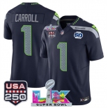 Men's Seattle Seahawks #1 Pete Carroll Navy 2025 F.U.S.E. Super Bowl LX Patch And 50th Season & USA 250' Patch Vapor Limited Football Stitched Jersey Men's Seattle Seahawks #1 Pete Carroll Navy 2025 F.U.S.E. Super Bowl LX Patch And 50th Season & USA 250' Patch Vapor Limited Football Stitched Jersey