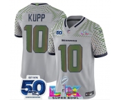 Men's Seattle Seahawks #10 Cooper Kupp Grey 2025 F.U.S.E. Super Bowl LX Patch And 50th Season Patch “Rivalries” Vapor Limited Football Stitched Jersey