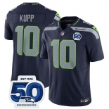 Men's Seattle Seahawks #10 Cooper Kupp Navy 2025 F.U.S.E. 50th Anniversary Patch Vapor Limited Football Stitched Jersey