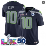 Men's Seattle Seahawks #10 Cooper Kupp Navy 2025 F.U.S.E. Super Bowl LX Patch And 50th Season Patch Vapor Limited Football Stitched Jersey Men's Seattle Seahawks #10 Cooper Kupp Navy 2025 F.U.S.E. Super Bowl LX Patch And 50th Season Patch Vapor Limited Football Stitched Jersey