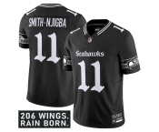 Men's Seattle Seahawks #11 Jaxon Smith-Njigba Black 2025 F.U.S.E. 'Gothic Rain City Shadows Edition' Vapor Limited Football Stitched Jersey
