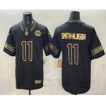 Men's Seattle Seahawks #11 Jaxon Smith-Njigba Black Gold 2025 FUSE 50th Season Patch Limited Stitched Jersey