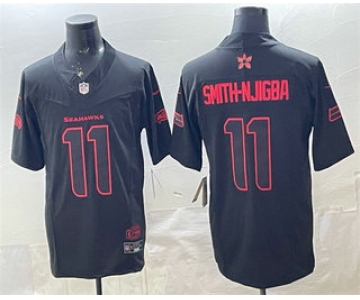 Men's Seattle Seahawks #11 Jaxon Smith-Njigba Limited Black Stranger Things Stuck In The Upside Down Football Jersey