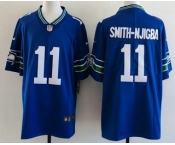 Men's Seattle Seahawks #11 Jaxon Smith Njigba Limited Blue Throwback Vapor Jersey Men's Seattle Seahawks #11 Jaxon Smith Njigba Limited Blue Throwback Vapor Jersey