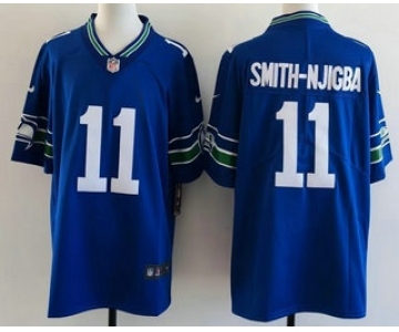 Men's Seattle Seahawks #11 Jaxon Smith Njigba Limited Blue Throwback Vapor Jersey