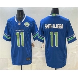 Men's Seattle Seahawks #11 Jaxon Smith-Njigba Royal FUSE 2025 NFC West Champions Patch Limited Stitched Jersey