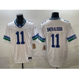 Men's Seattle Seahawks #11 Jaxon Smith-Njigba White F.U.S.E. Vapor Throwback Limited Stitched Football Jersey