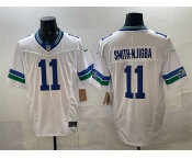 Men's Seattle Seahawks #11 Jaxon Smith-Njigba White F.U.S.E. Vapor Throwback Limited Stitched Football Jersey Men's Seattle Seahawks #11 Jaxon Smith-Njigba White F.U.S.E. Vapor Throwback Limited Stitched Football Jersey