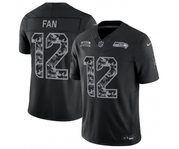 Men's Seattle Seahawks #12 Fan Black 2026 F.U.S.E. Salute to Service Limited Football Stitched Jersey