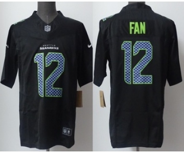 Men's Seattle Seahawks #12 Fan Limited Black Fashion FUSE Vapor Jersey