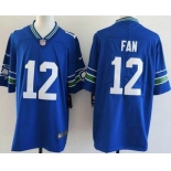 Men's Seattle Seahawks #12 Fan Limited Blue Throwback Vapor Jersey