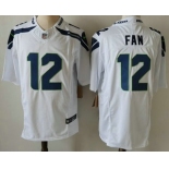 Men's Seattle Seahawks #12 Fan Limited FUSE White Vapor Jersey