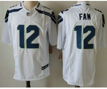 Men's Seattle Seahawks #12 Fan Limited FUSE White Vapor Jersey