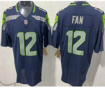 Men's Seattle Seahawks #12 Fan Limited Navy FUSE Vapor Jersey