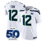 Men's Seattle Seahawks #12 Fan White 2025 F.U.S.E. 50th Anniversary Patch Vapor Limited Football Stitched Jersey