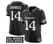 Men's Seattle Seahawks #14 Sam Darnold Black 2025 F.U.S.E. 'Gothic Rain City Shadows Edition' Vapor Limited Football Stitched Jersey