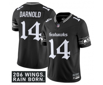 Men's Seattle Seahawks #14 Sam Darnold Black 2025 F.U.S.E. 'Gothic Rain City Shadows Edition' Vapor Limited Football Stitched Jersey