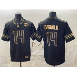 Men's Seattle Seahawks #14 Sam Darnold Black Gold 2025 F.U.S.E. 50th Season Patch Vapor Limited Stitched Football Jersey
