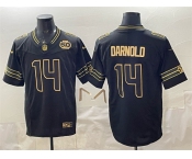 Men's Seattle Seahawks #14 Sam Darnold Black Gold 2025 F.U.S.E. 50th Season Patch Vapor Limited Stitched Football Jersey