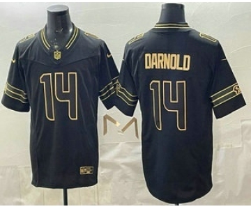 Men's Seattle Seahawks #14 Sam Darnold Limited Black Gold FUSE Vapor Jersey