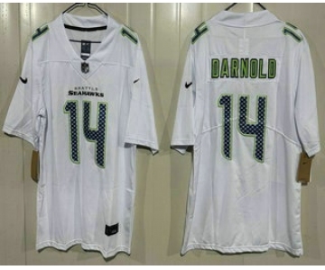 Men's Seattle Seahawks #14 Sam Darnold Limited White Fashion Vapor Jersey