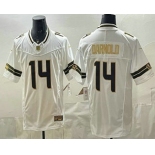 Men's Seattle Seahawks #14 Sam Darnold Limited White Gold FUSE Vapor Jersey