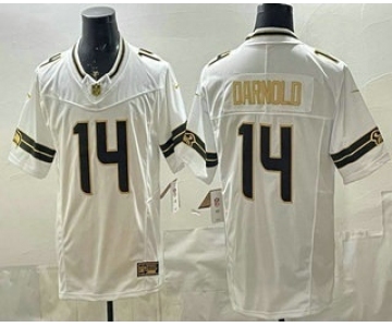 Men's Seattle Seahawks #14 Sam Darnold Limited White Gold FUSE Vapor Jersey